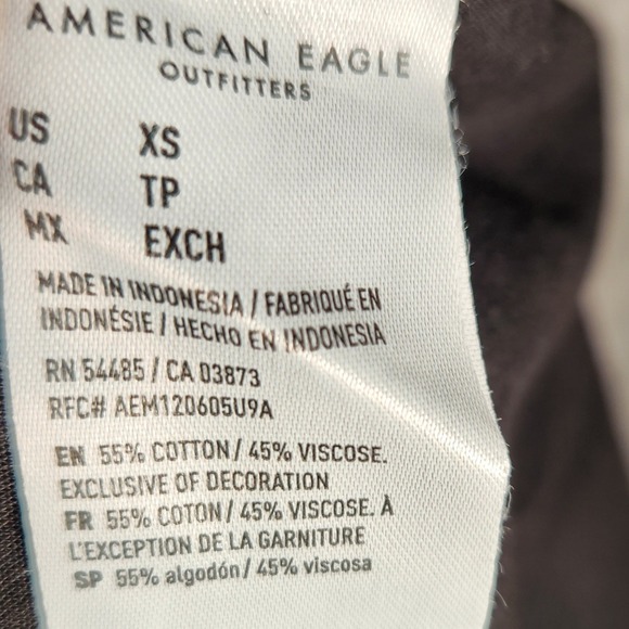 American Eagle Oversized Button Down Shirt Men's XS Black Fish Embroidery NEW - Picture 8 of 13